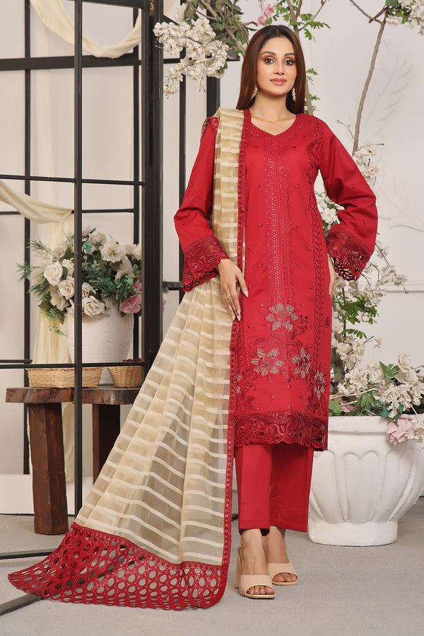 3 PIECE - EMBROIDERED CHIKANKARI LAWN SUIT 516K