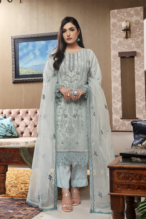 Stitched 3 Piece Embroidered Luxury Organza Collection