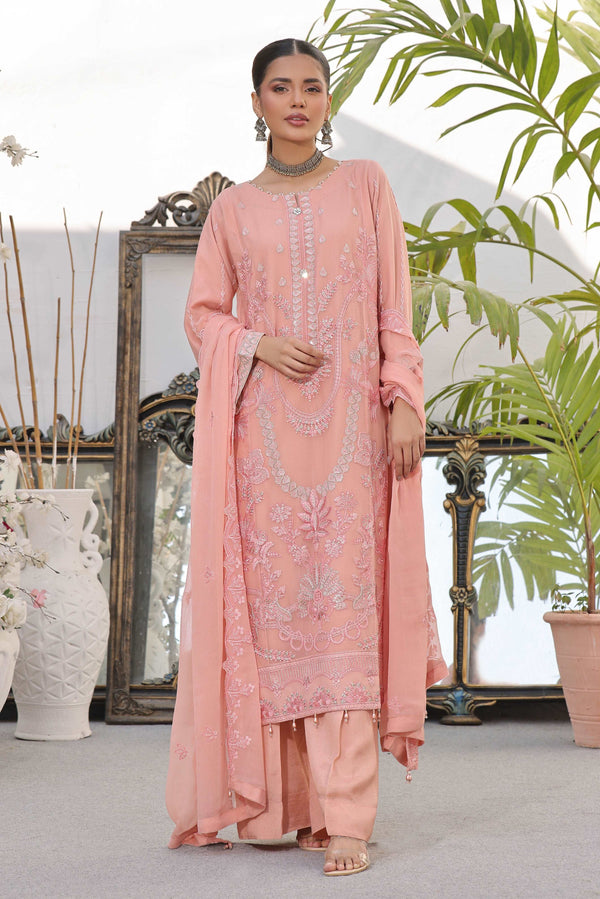 3 PIECE - EMBROIDERED CHIFFON SUIT - 319K