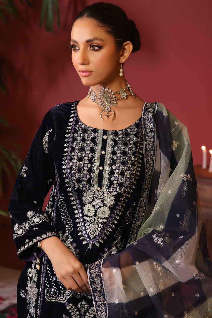 3 PIECE - EMBROIDERED VELVET SUIT 132K - Dressline Fabric