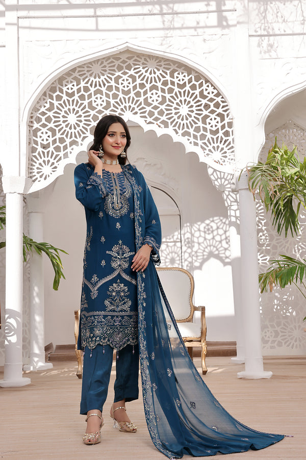 Semi Stitched 3 Pcs Embroidered Luxury Chiffon Collection