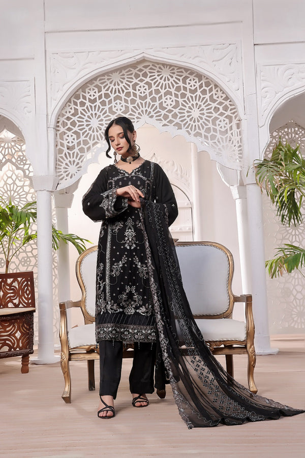 Semi Stitched 3 Pcs Embroidered Luxury Chiffon Collection