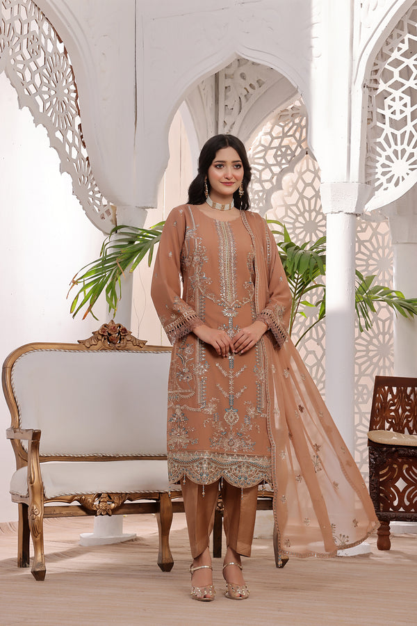 Semi Stitched 3 Pcs Embroidered Luxury Chiffon Collection