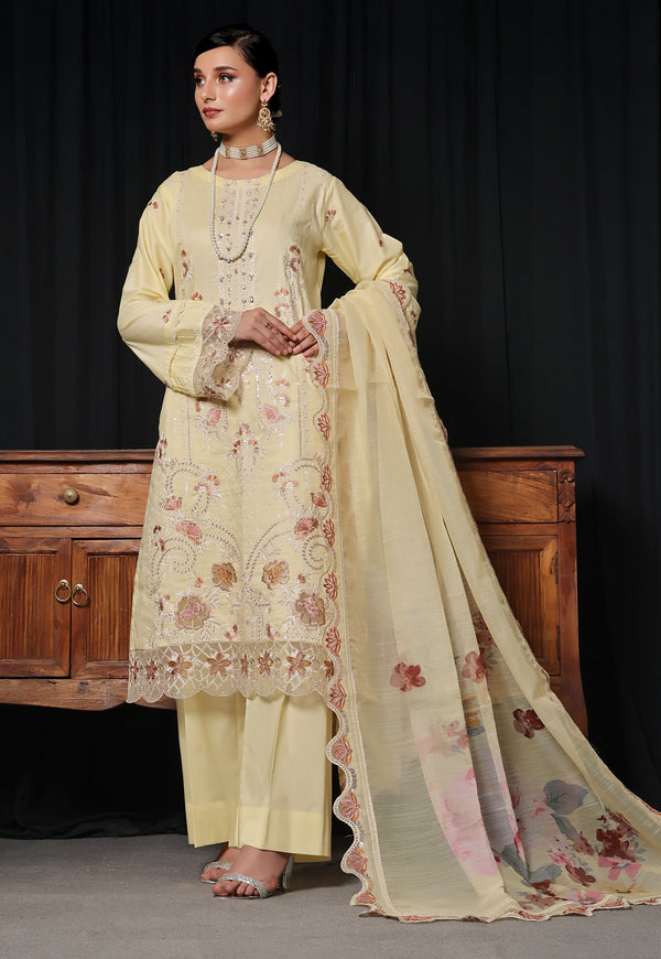 3 PIECE - EMBROIDERED CHIKANKARI LAWN SUIT 536