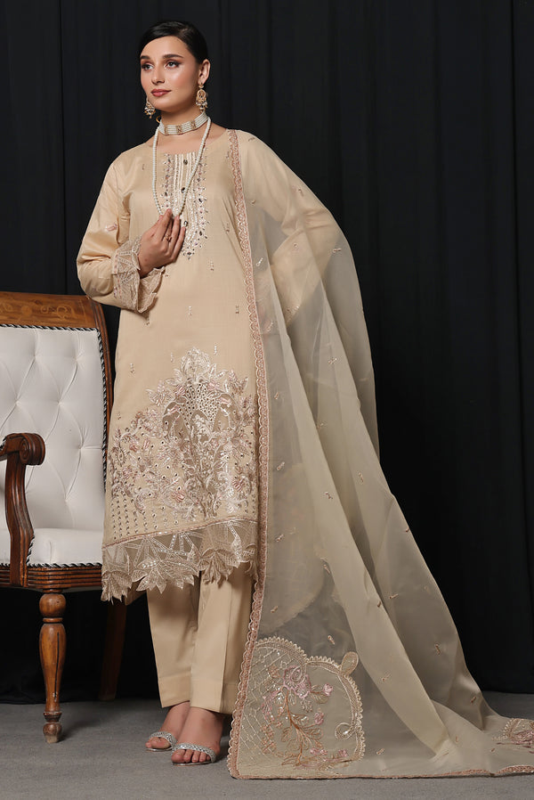 3 PIECE - EMBROIDERED CHIKANKARI LAWN SUIT 538