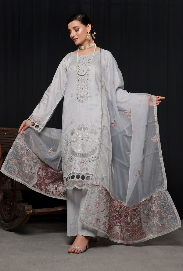 3 PIECE - EMBROIDERED CHIKANKARI LAWN SUIT 535