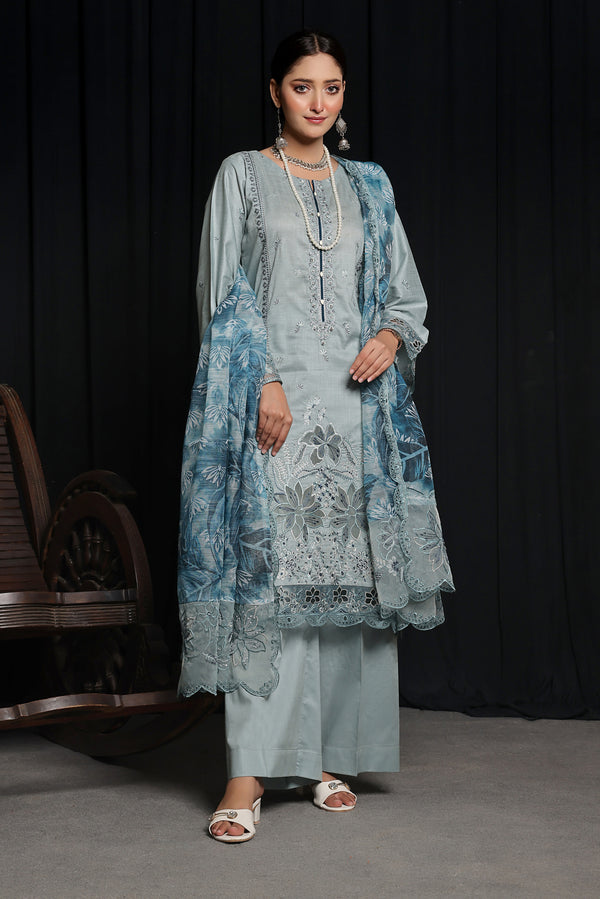 3 PIECE - EMBROIDERED CHIKANKARI LAWN SUIT 537