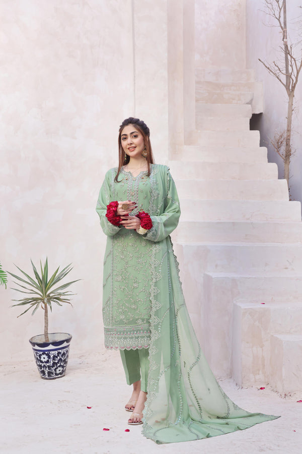 New Stitched 3 Piece Luxury Embroidered  Chiffon Collection