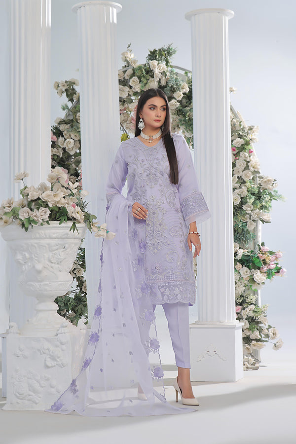 Stitched 3 Piece Embroidered Luxury Organza Collection