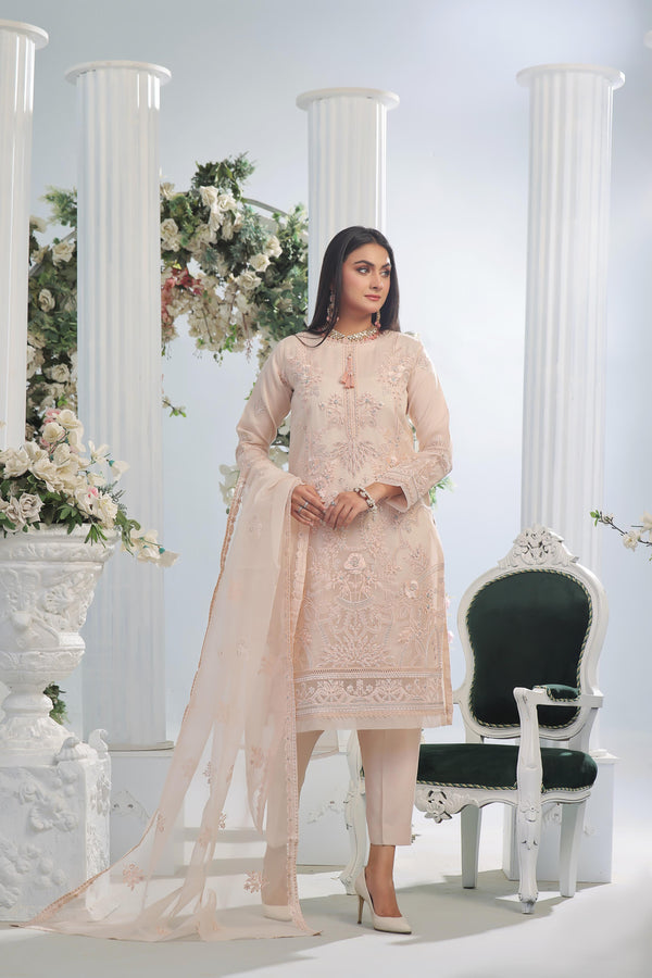 Stitched 3 Piece Embroidered Luxury Organza Collection