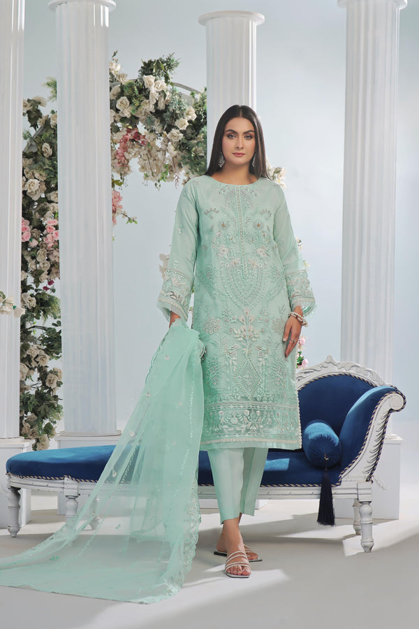 Stitched 3 Piece Embroidered Luxury Organza Collection