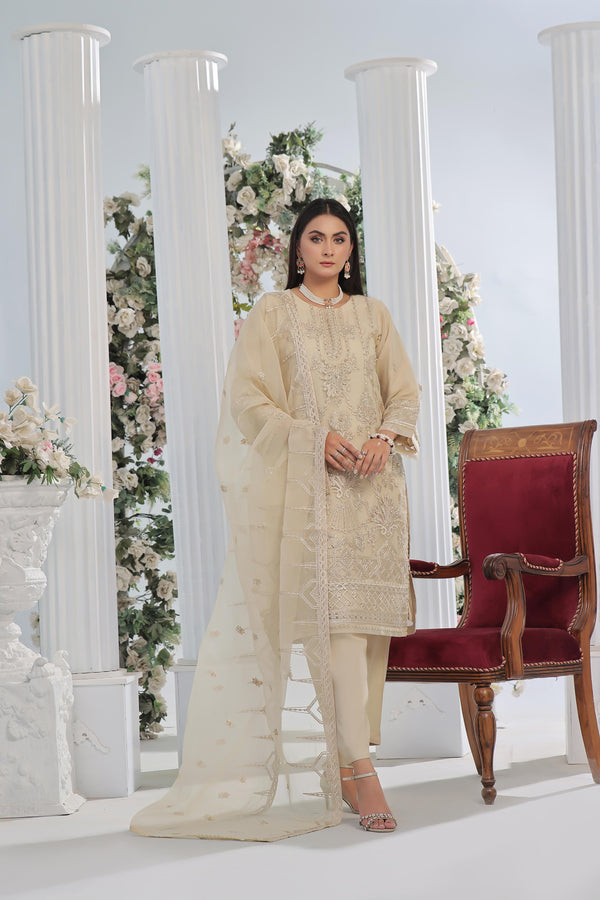 Stitched 3 Piece Embroidered Luxury Organza Collection