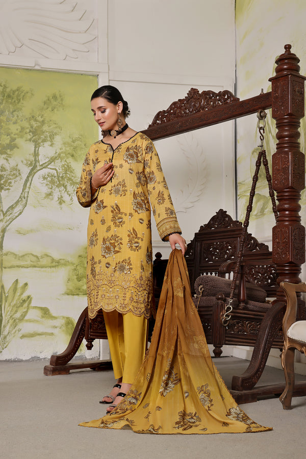 Un Stitched 3 Pcs Embroidered LaserKari Digital Printed Lawn Collection