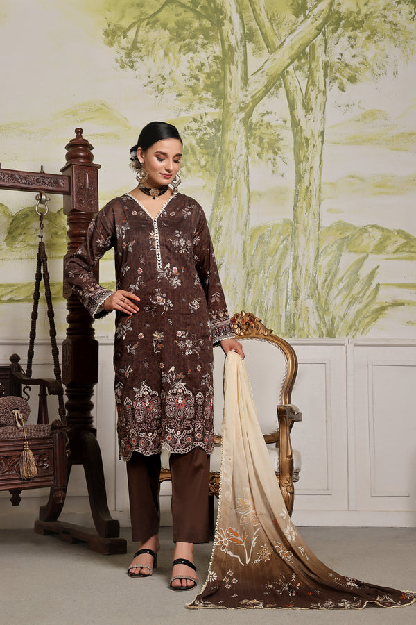 Un Stitched 3 Pcs Embroidered LaserKari Digital Printed Lawn Collection