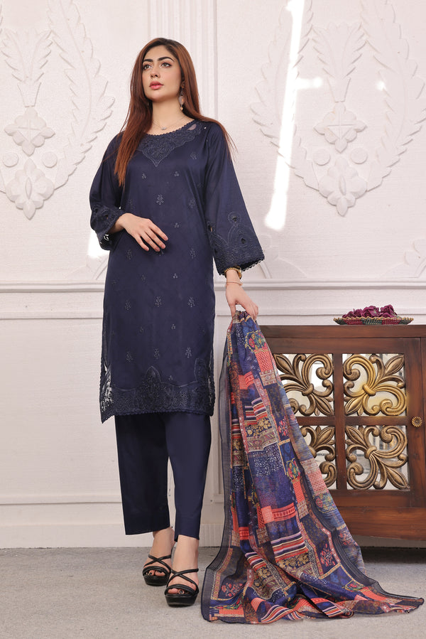 New Un Stitched 3 Pcs Premium Embroidered Chicken-Kari Doriya Lawn Collection