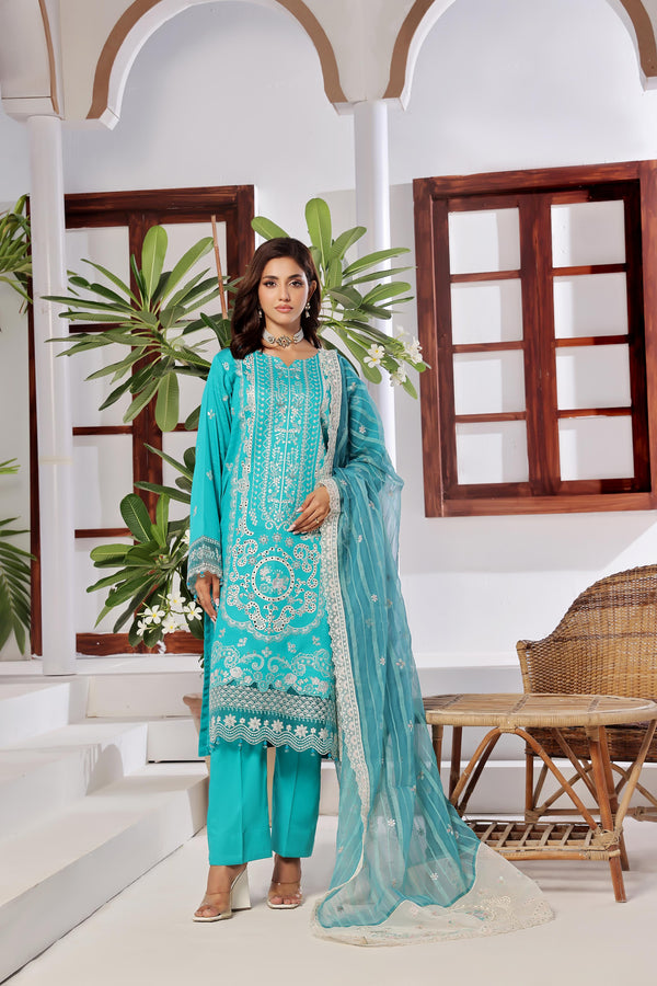 New Un Stitched 3 Pcs Premium Embroidered Chicken-Kari Doriya Lawn Collection