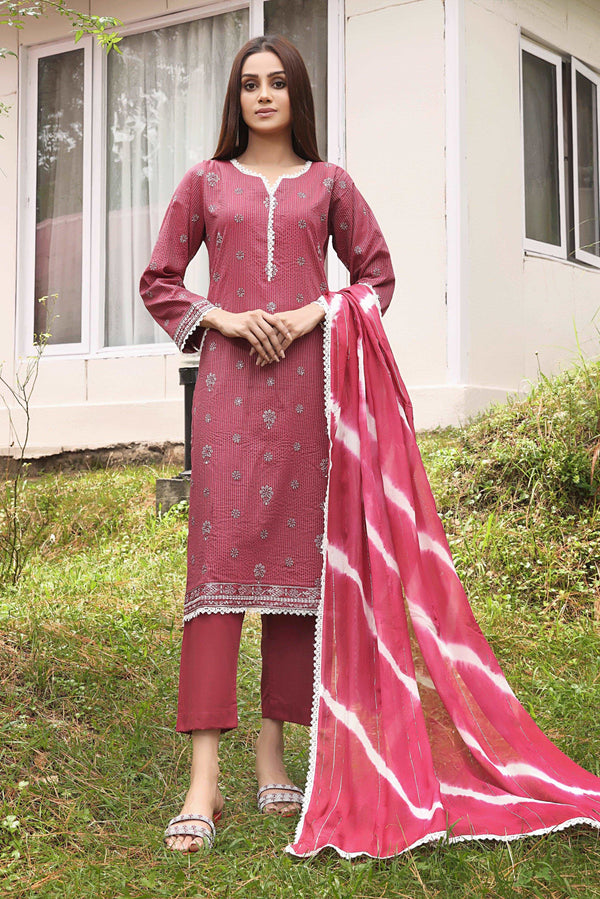 3 PIECE - EMBROIDERED LAWN SUIT 092K - Dressline Fabric