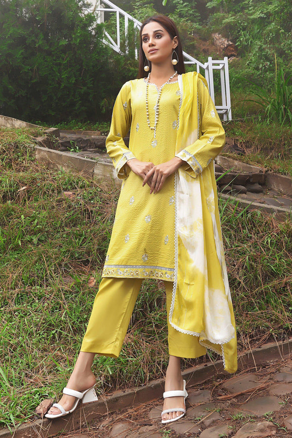 3 PIECE - EMBROIDERED LAWN SUIT 091K - Dressline Fabric