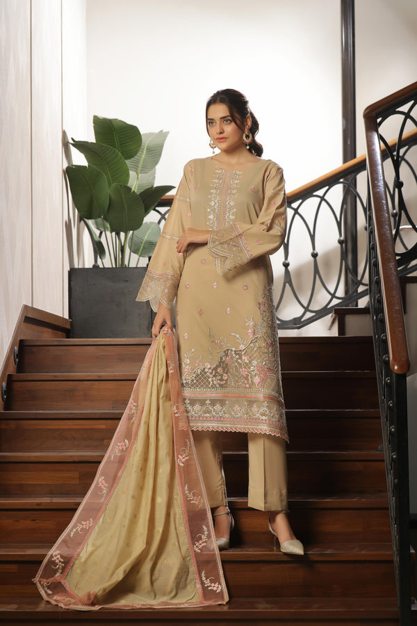 New Semi Stitched 3 Pcs Premium Boring Lawn Fancy Chikan-Kari & laserkari Embroidered Collection