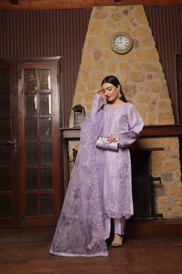 Stitched 3 Piece Embroidered Luxury Organza Collection