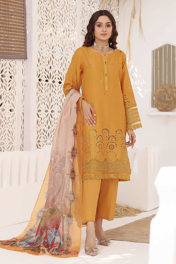 3 PIECE - EMBROIDERED LAWN SUIT 990J - Dressline Fabric