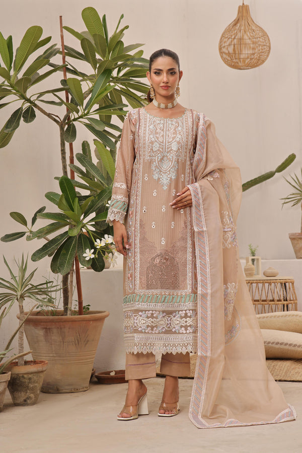 New Semi Stitched 3 Pcs Embroidered Viscose Zari Collection