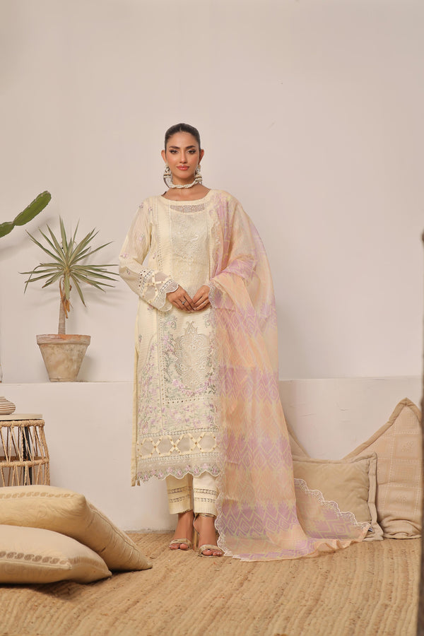 New Semi Stitched 3 Pcs Embroidered Viscose Zari Collection