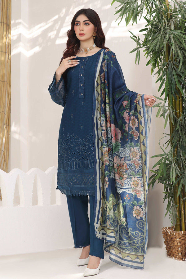 3 PIECE - EMBROIDERED LAWN SUIT 990J - Dressline Fabric