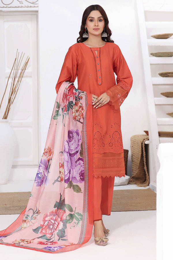 3 PIECE - EMBROIDERED LAWN SUIT 990J - Dressline Fabric