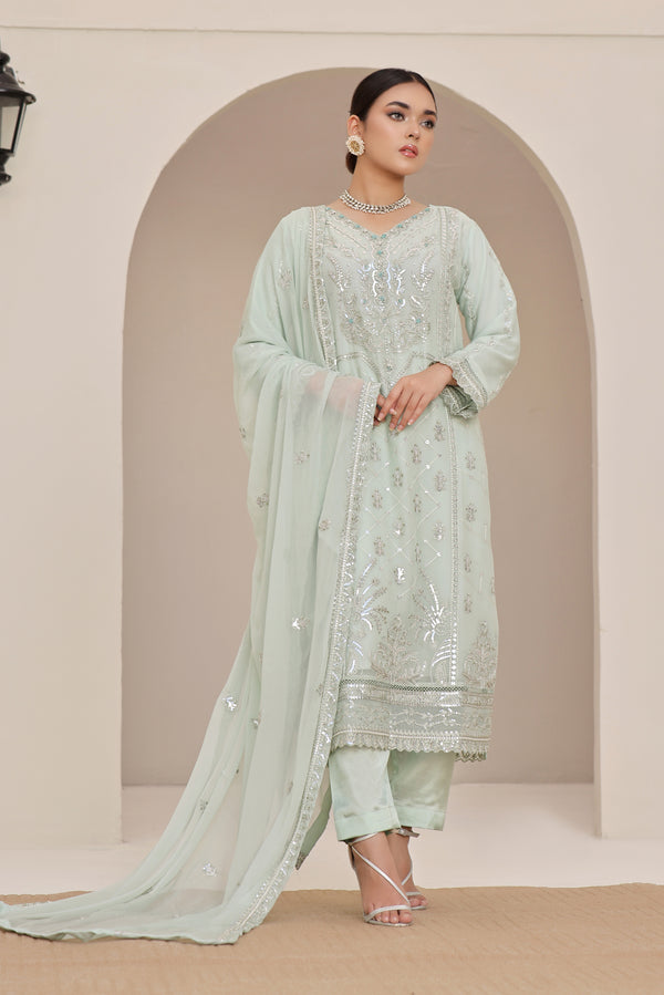 3 PIECE - EMBROIDERED CHIFFON SUIT - 344K