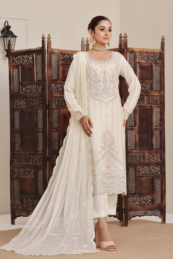 3 PIECE - EMBROIDERED CHIFFON SUIT - 341K