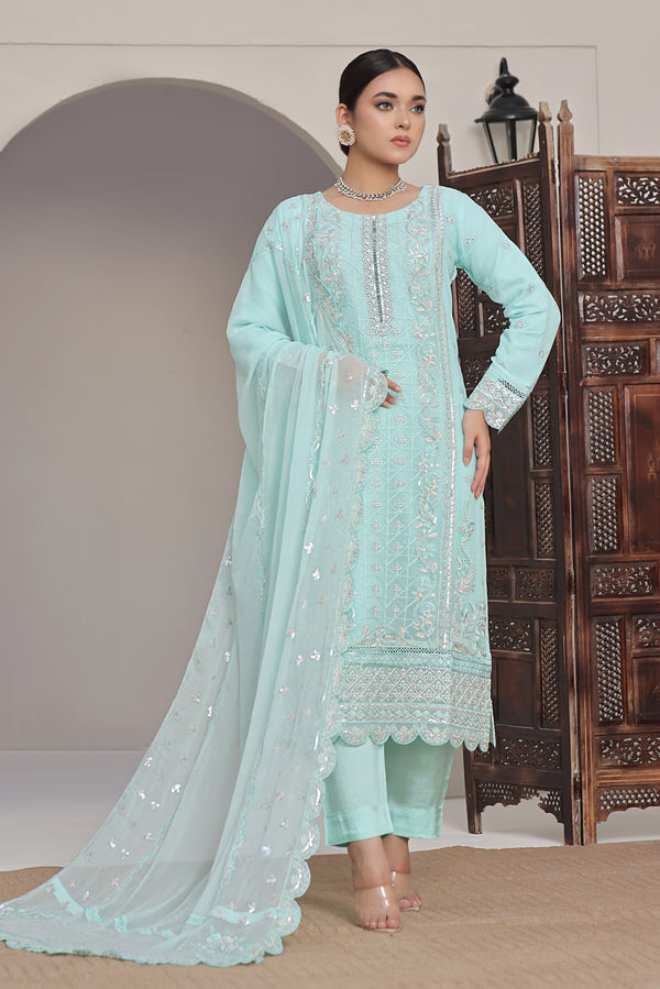 3 PIECE - EMBROIDERED CHIFFON SUIT - 339K