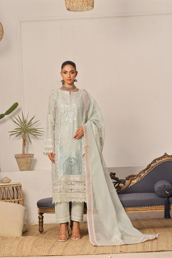 New Semi Stitched 3 Pcs Embroidered Viscose Zari Collection