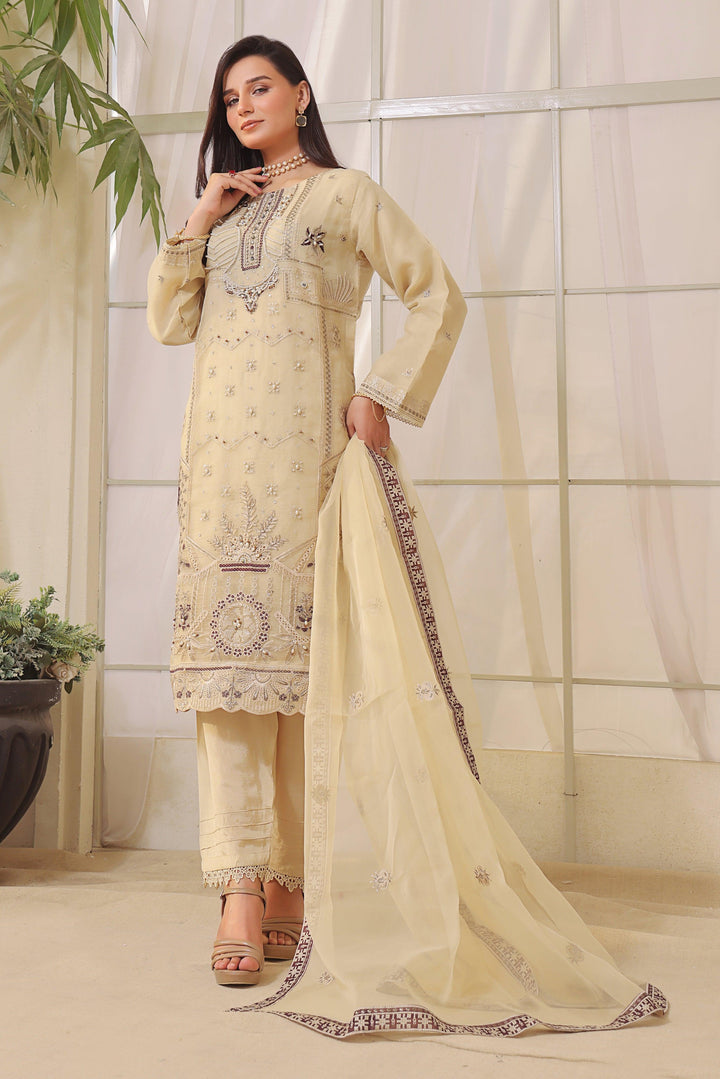 3 PIECE - EMBROIDERED ORGANZA SUIT 790J - Dressline Fabric