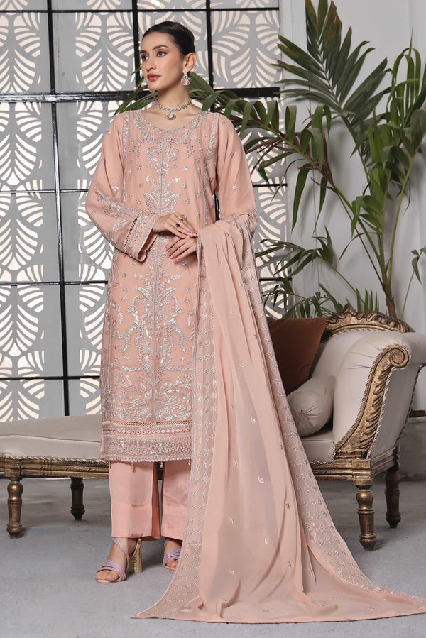 3 PIECE - EMBROIDERED CHIFFON SUIT - 229K - Dressline Fabric