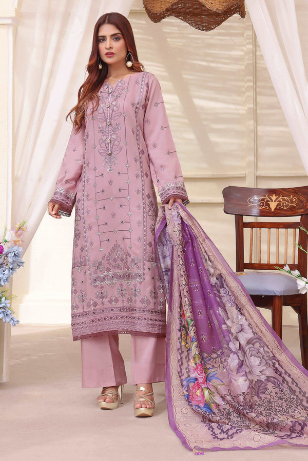 3 PIECE - EMBROIDERED VISCOSE SUIT 065K - Dressline Fabric