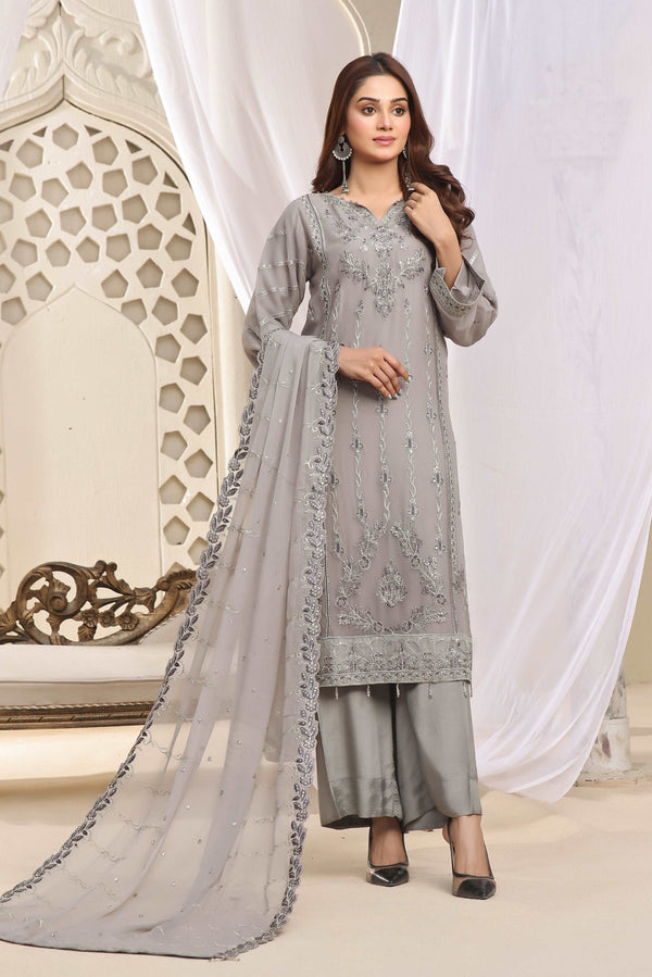 3 PIECE - EMBROIDERED CHIFFON SUIT - 316K