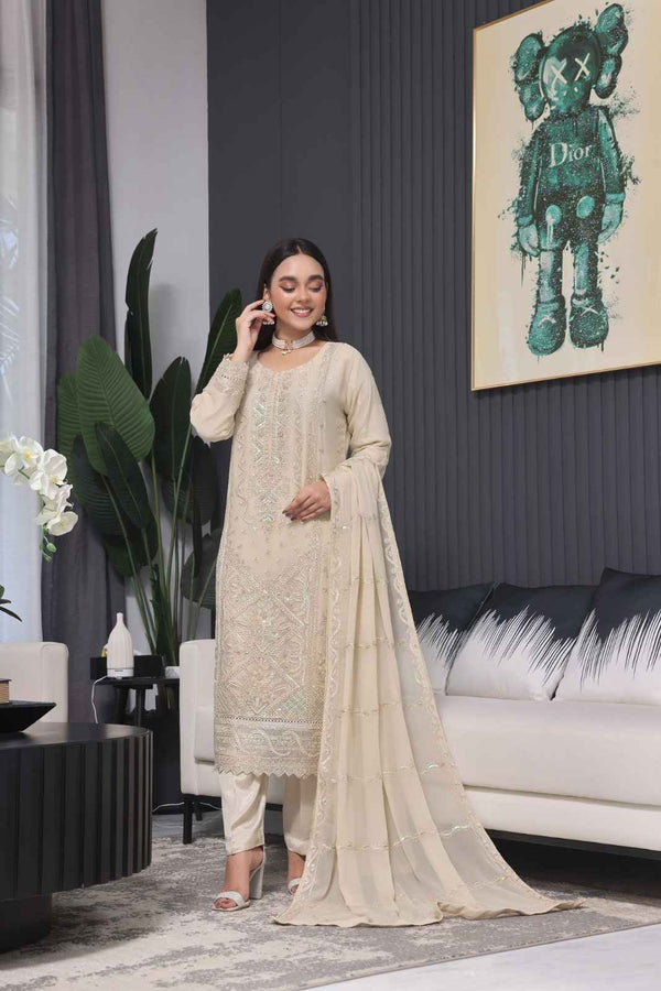 Stitched 3 Piece Embroidered Luxury Embroidered Chiffon Collection