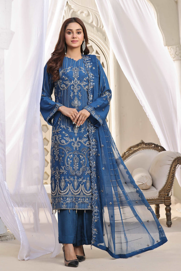 3 PIECE - EMBROIDERED CHIFFON SUIT - 317K