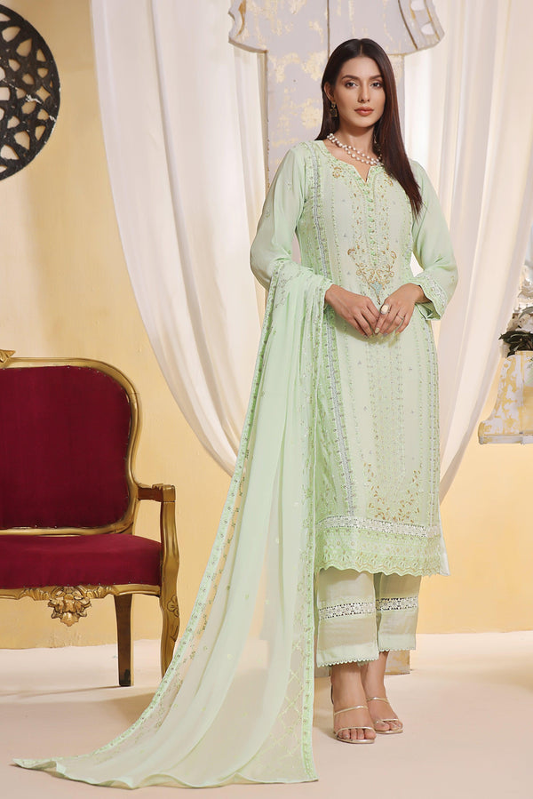 3 PIECE - EMBROIDERED CHIFFON SUIT 974J - Dressline Fabric