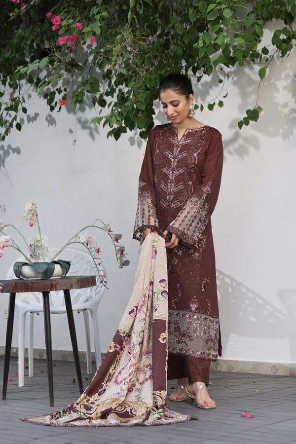 Semi Stitched 3 Pcs Luxury Embroidered  Khaddar Collection