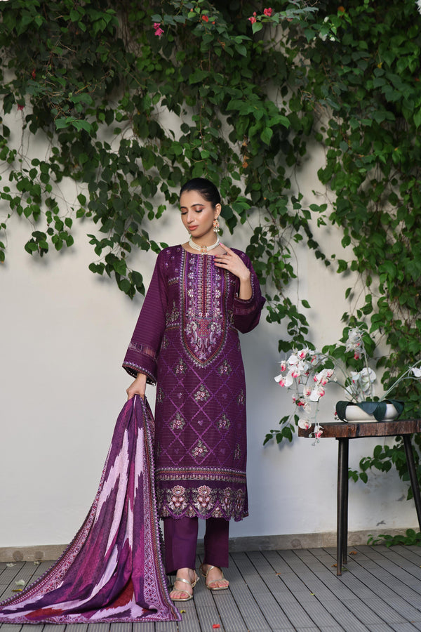 Semi Stitched 3 Pcs Luxury Embroidered  Khaddar Collection