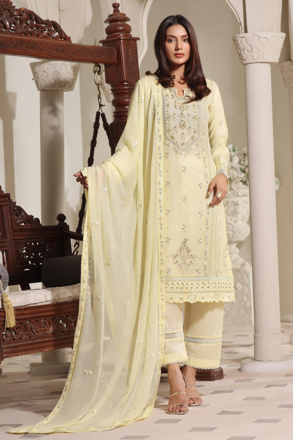 3 PIECE - EMBROIDERED CHIFFON SUIT 906J - Dressline Fabric