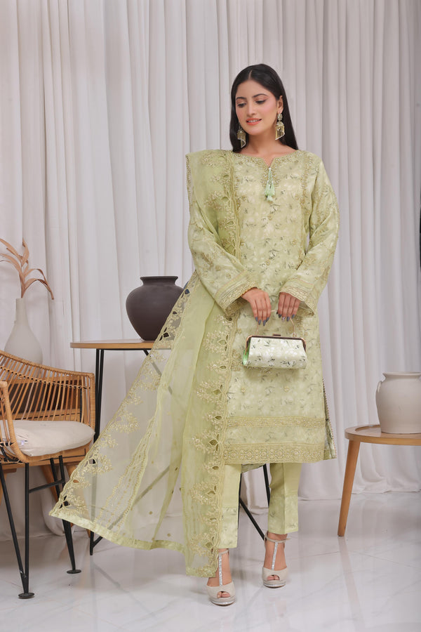 Stitched 3 Piece Embroidered Luxury Organza Print Collection