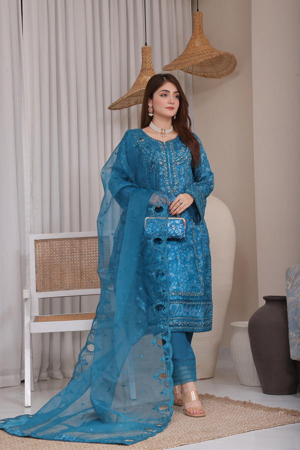 Stitched 3 Piece Embroidered Luxury Organza Print Collection