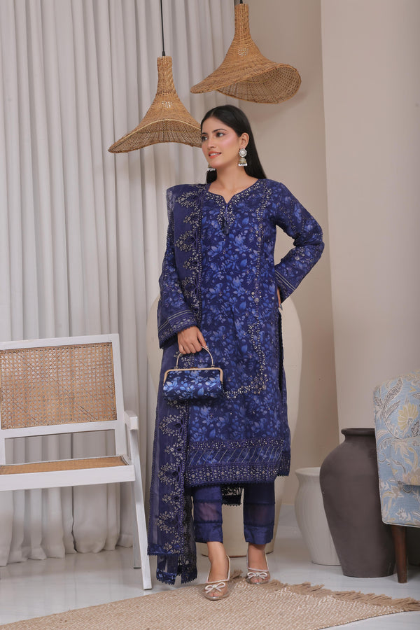 Stitched 3 Piece Embroidered Luxury Organza Print Collection