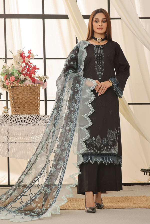 3 PIECE - EMBROIDERED CHIKANKARI LAWN SUIT 512K