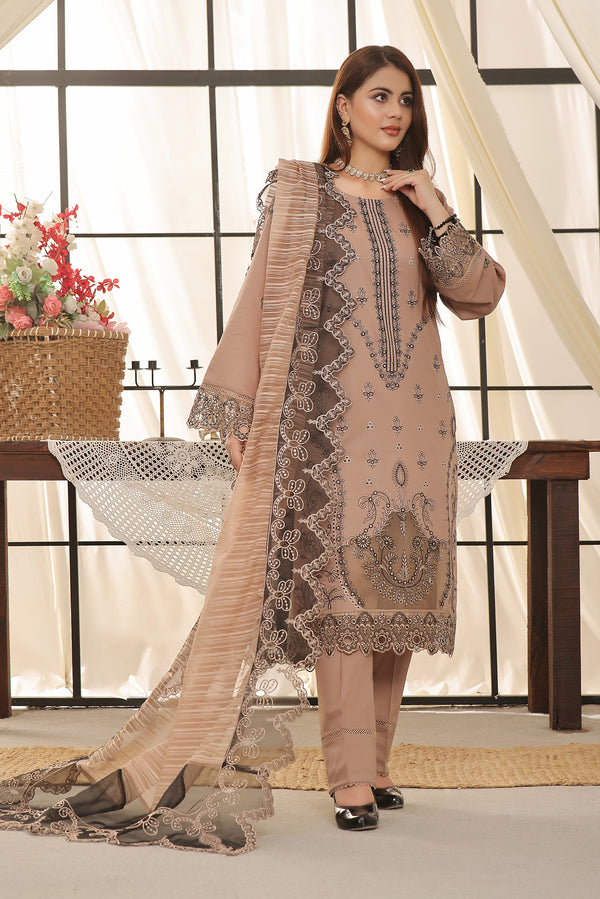 3 PIECE - EMBROIDERED CHIKANKARI LAWN SUIT 515K