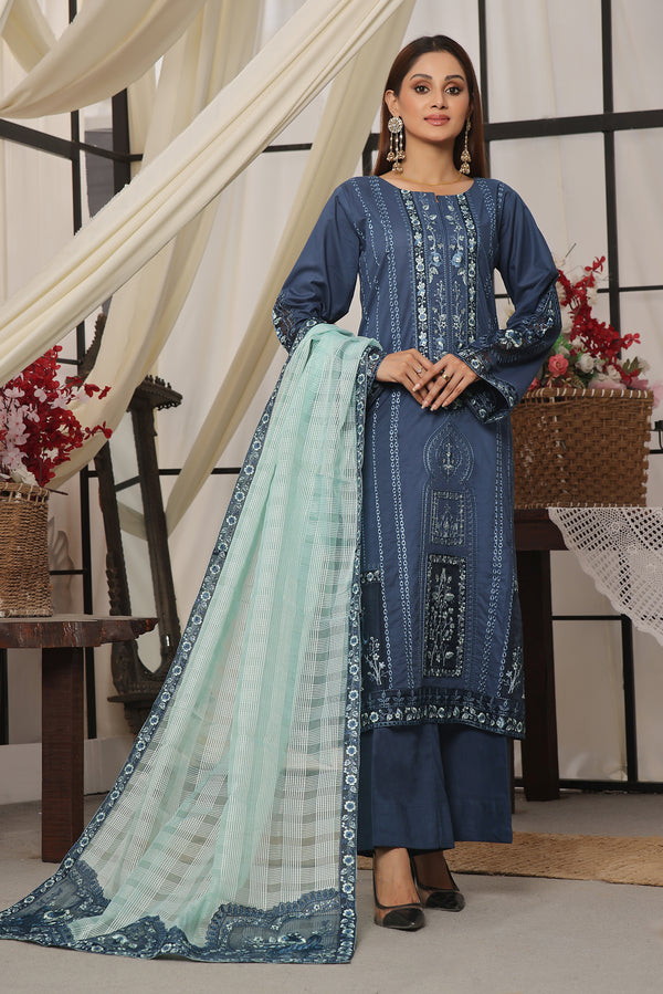 3 PIECE - EMBROIDERED CHIKANKARI LAWN SUIT 514K