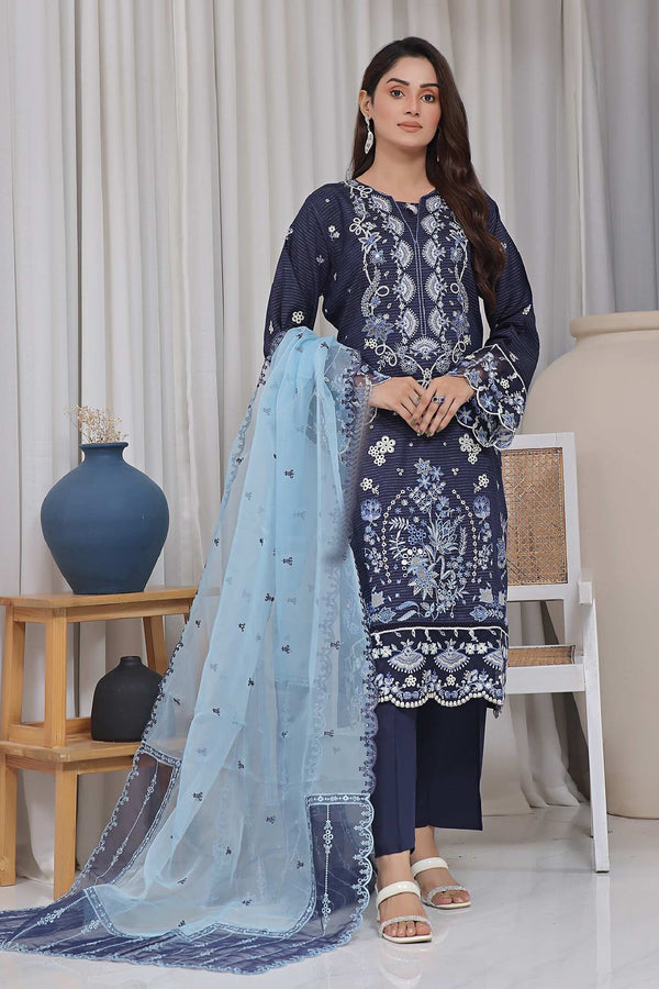 Un Stitched 3 Pcs Premium Chicken-Kari Embroidered Viscose Zari Collection